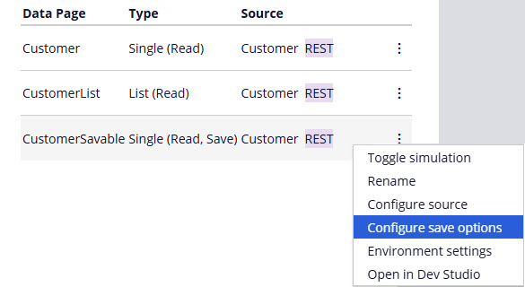 Figure 3 - configure save options menu