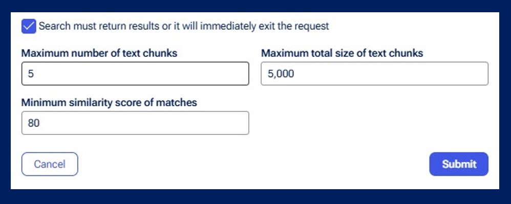Knowledge Buddy retrieval parameters