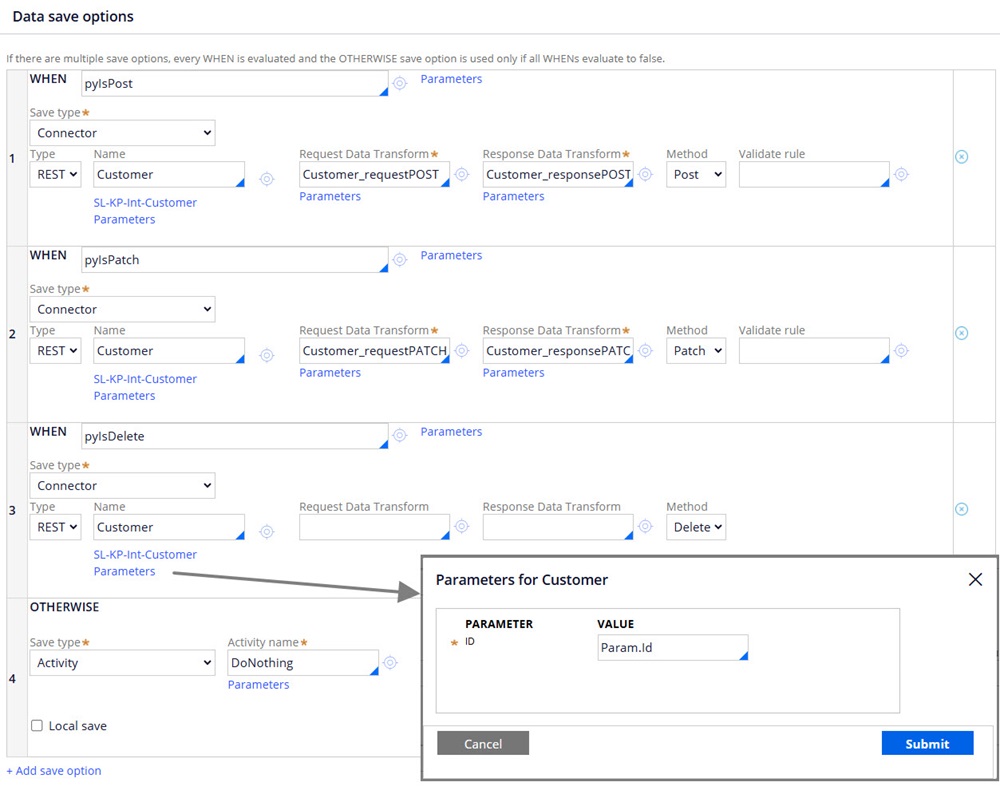 Figure 6 - Save plan configuration example in Dev Studio