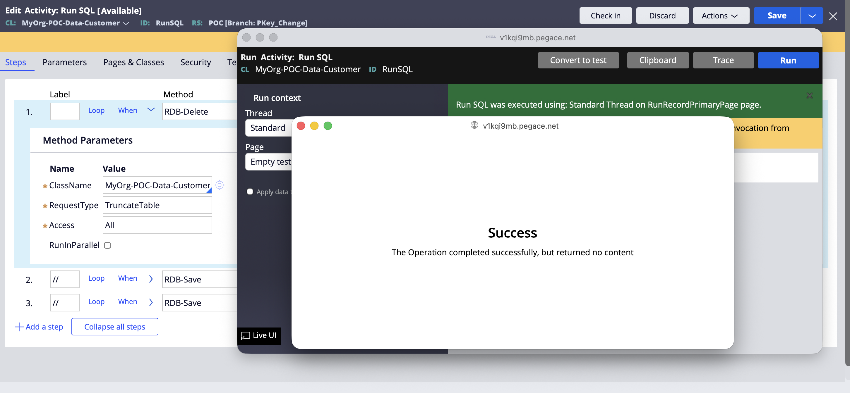 executed for truncate
