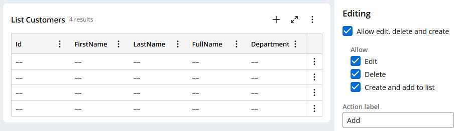 Figure 8 - List view and editing options