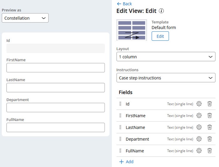 Figure 9 - Edit form view configuration