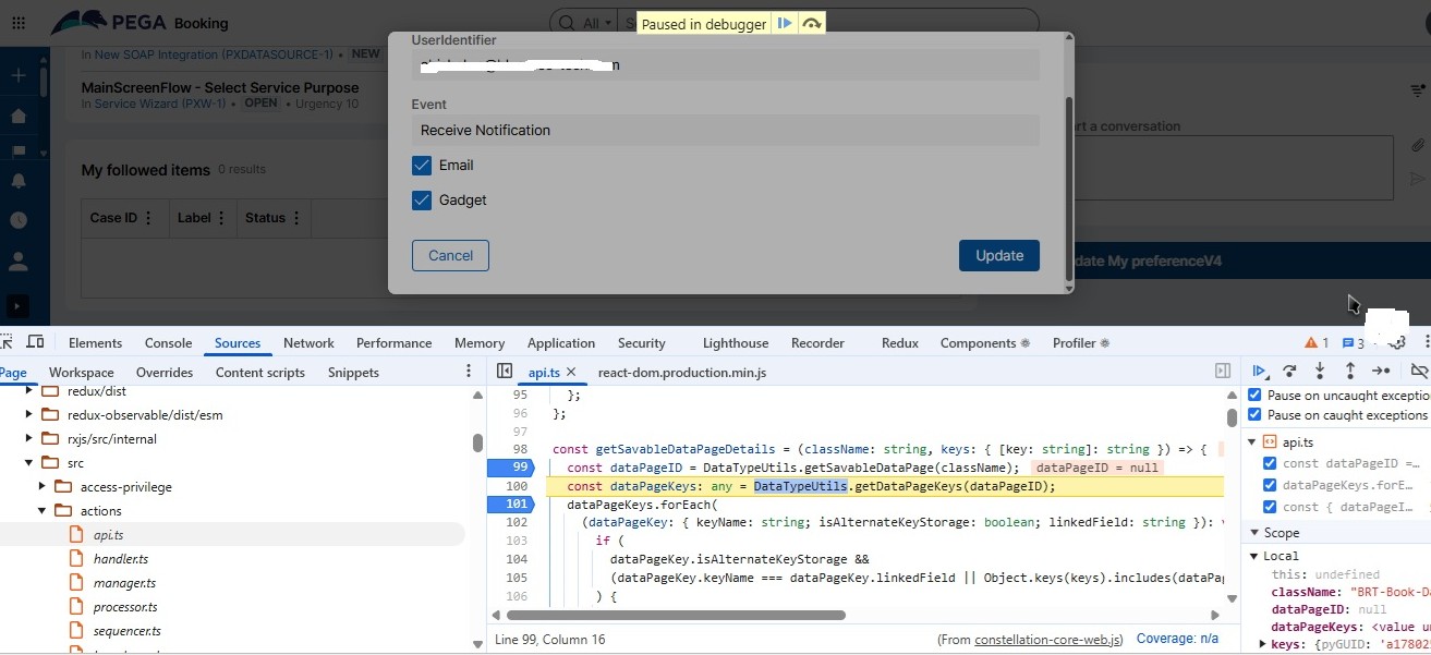 dataPageID is null eventhough valid class name and default data source is configured.