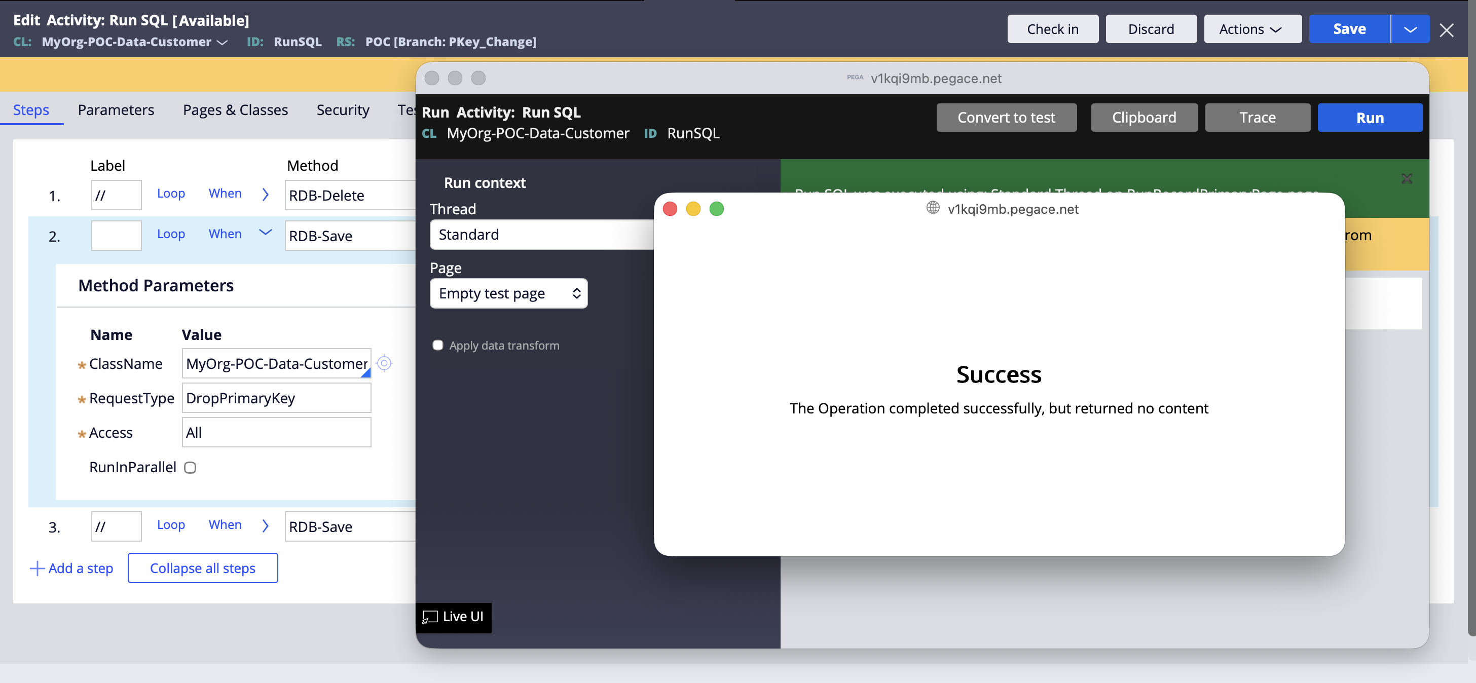 drop primary key activity
