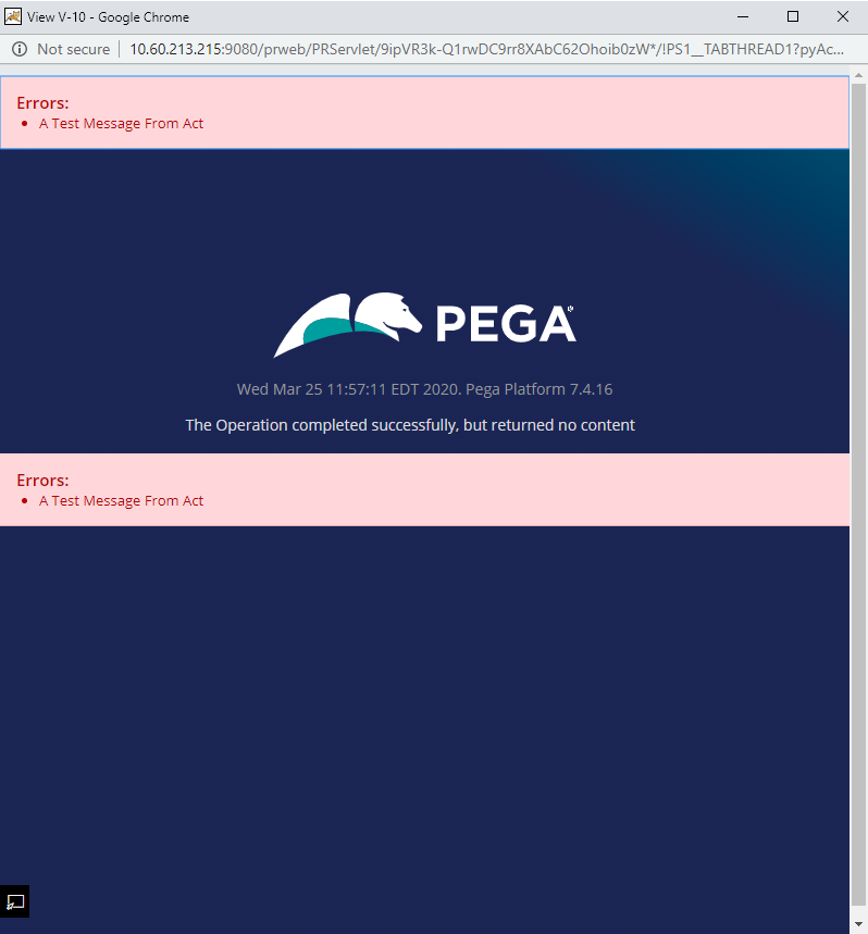 a popup window showing harness with page set messages