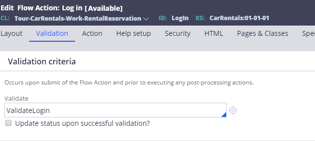 validate flow action