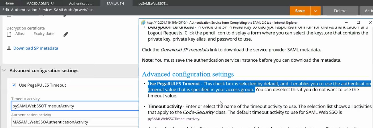 SAML auth timeout setting