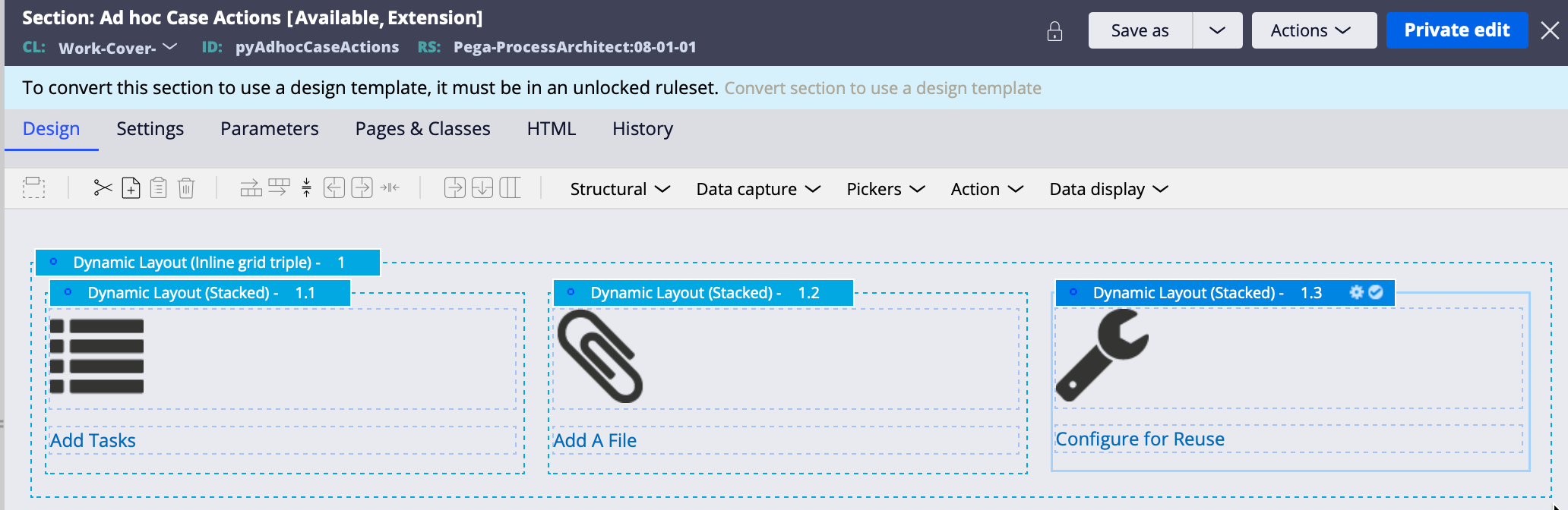 Ad-Hoc-Case Dashboard Section View in DevStudio