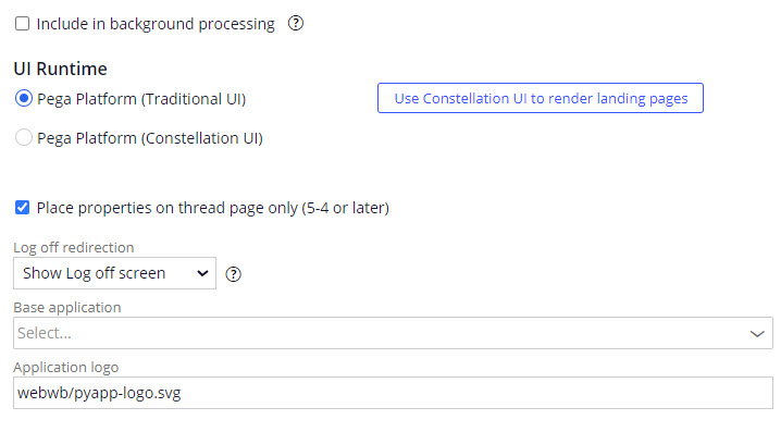 Application settings to render server side UI