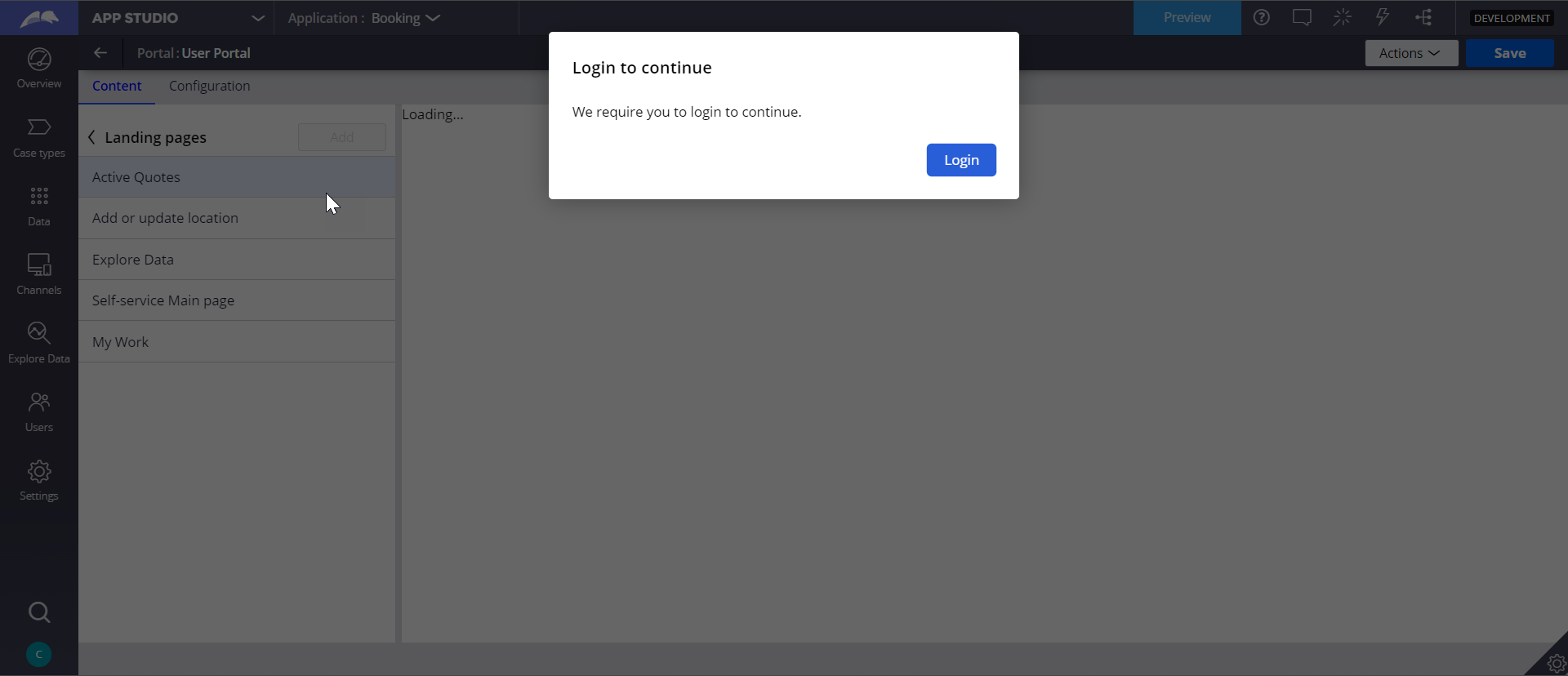 The screenshot shows the dialog box which is asking for login