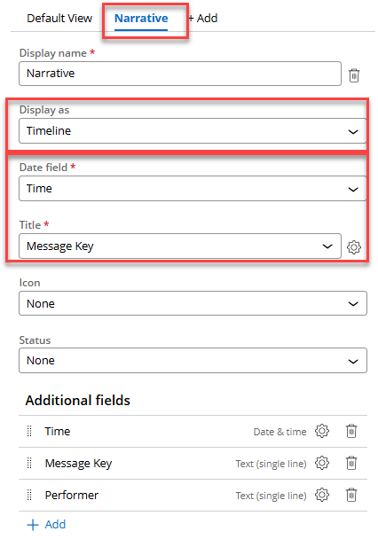 Configuring the display as, date field and title of our Timeline View