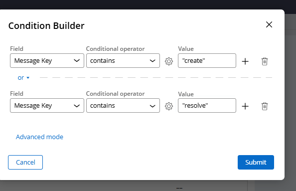 Condition builder configuration