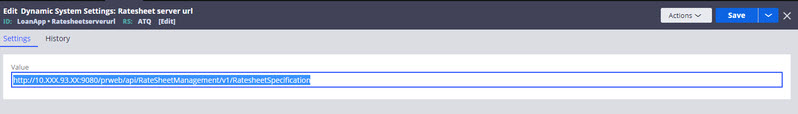 Dynamic System Setting (DSS) to hold the connector endpoint URL of a service. This scenario is for using a REST call to fetch rate sheet information.