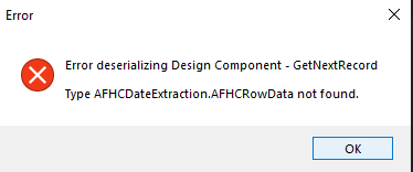 error deserializing design component