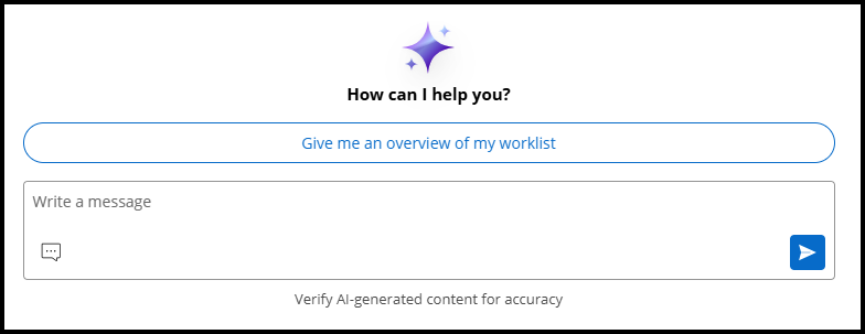 A chat interface with AI, with a text input for user entry and an adjacent Send message icon