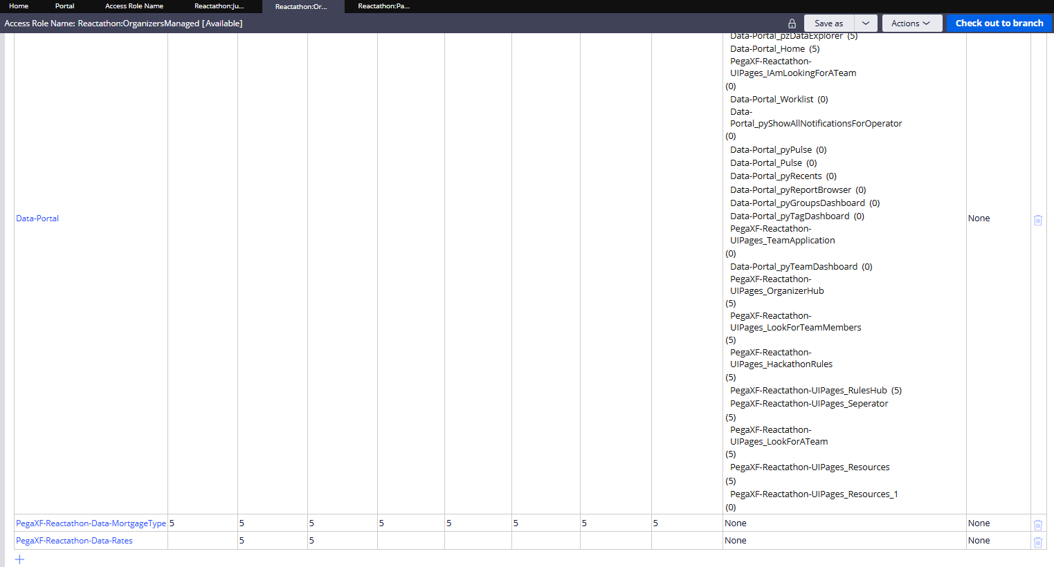 Access role name configuration