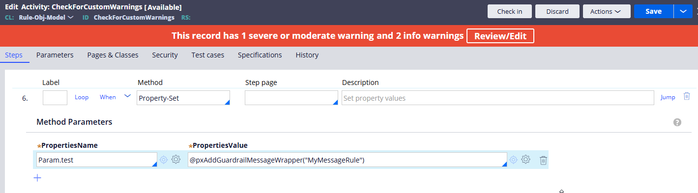 Activity showing Code executed