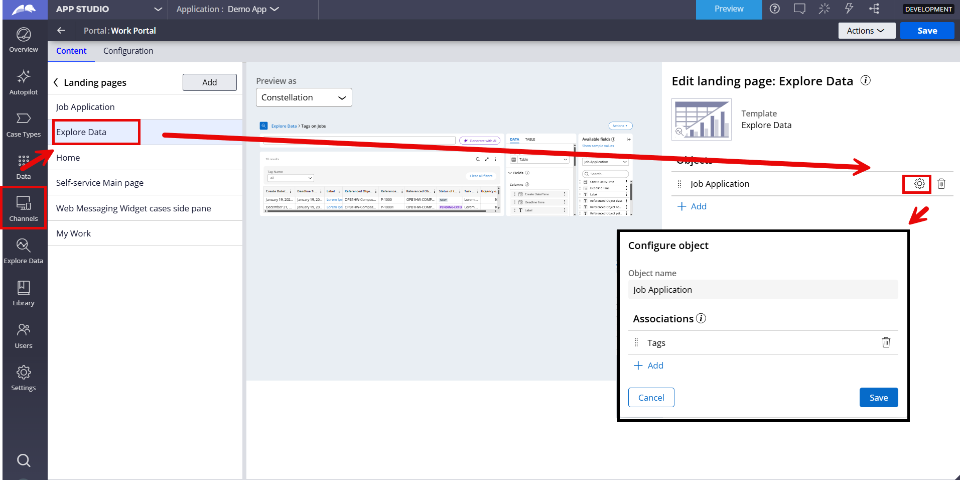 Add association to Explore Data