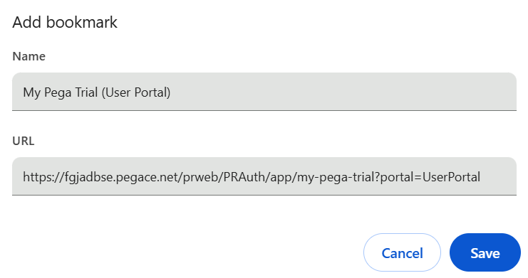 Add a bookmark to user portal in Chrome