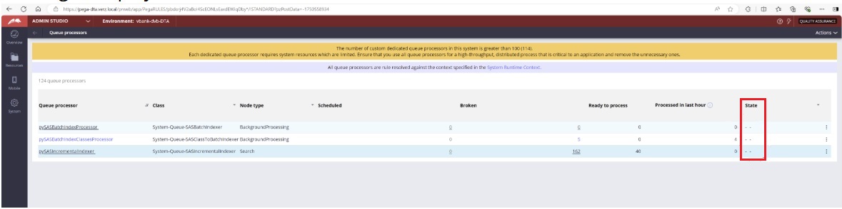 Admin Studio State column null