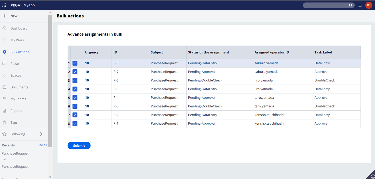 Advance Assignments in bulk