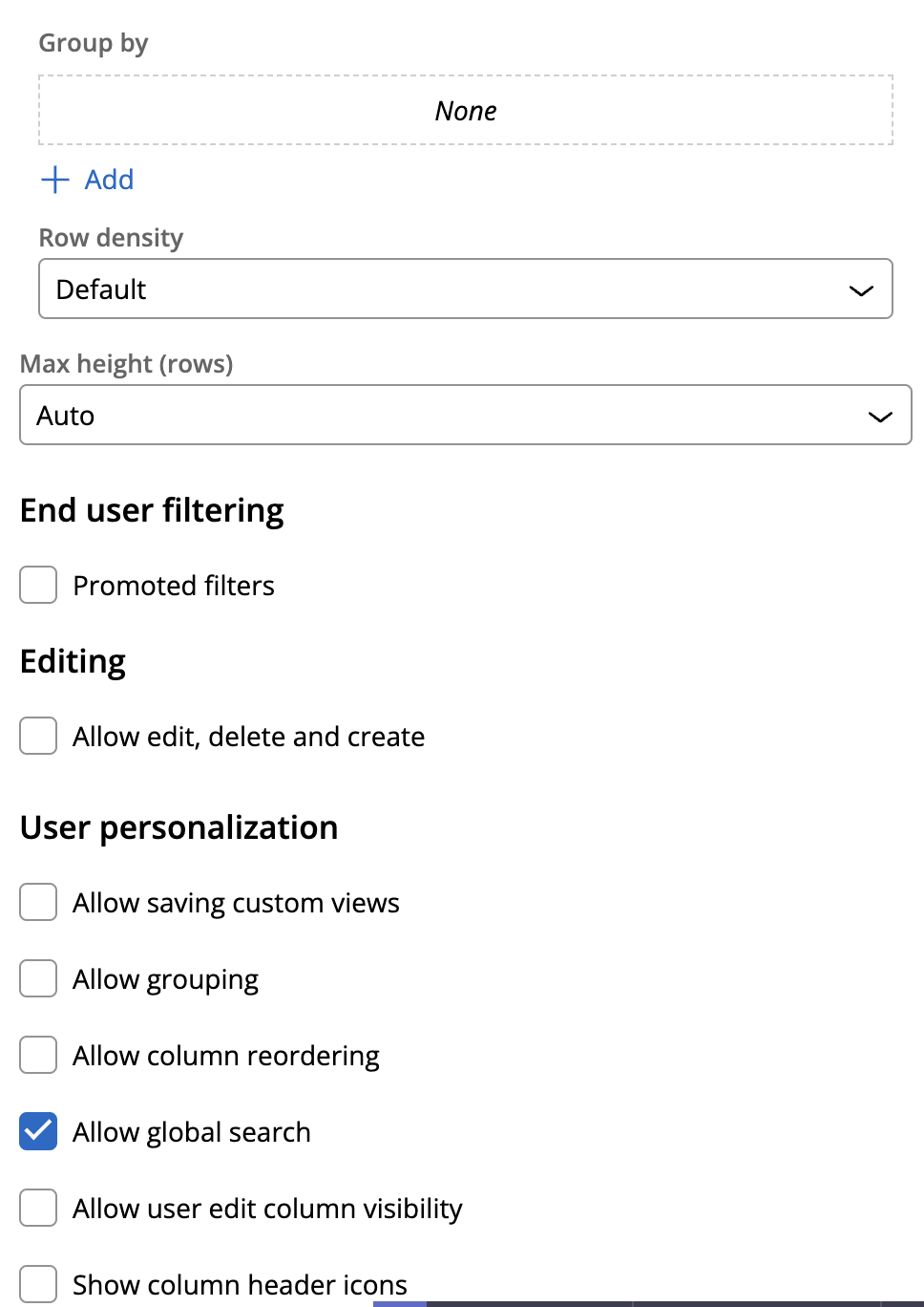 App studio configuration