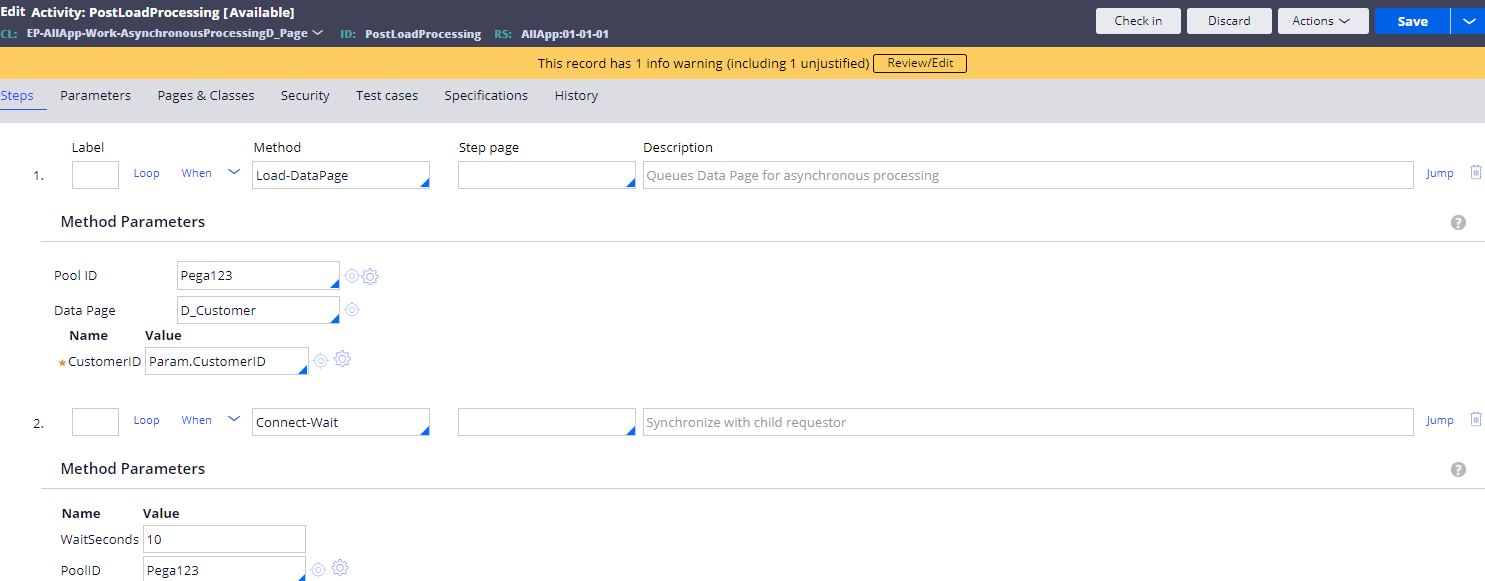 Asynchronous load data page activity