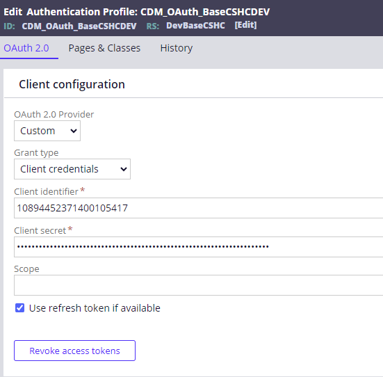 Authentication Profile