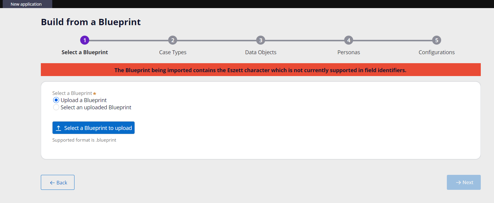 Eszett Error occuring during upload of German Blueprint