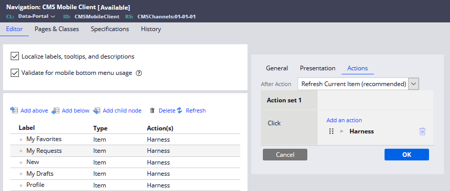 Figure 3:  CMS Mobile navigation rule.