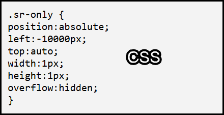 An example of CSS styles that allow for an element to be positioned off-screen, selected by a specific class 