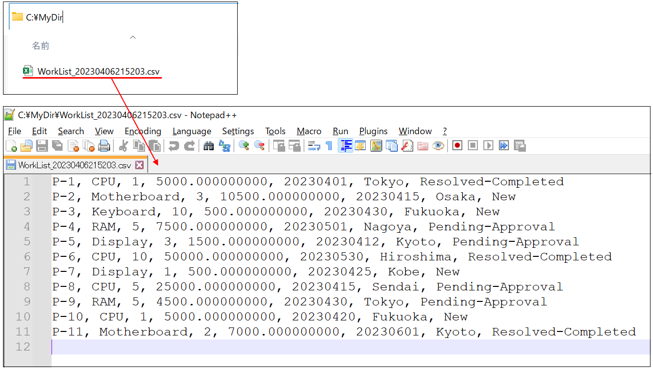 CSV file created