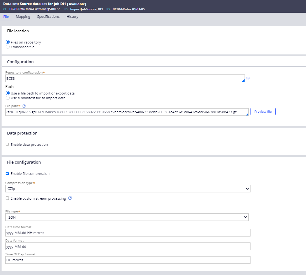 File dataset to process files with .gz extension Support Center