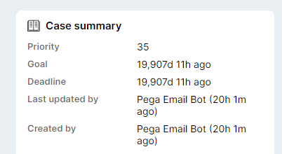 Screenshot of the ET case summary.