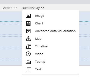 Options under "Data display" in Pega 8.3