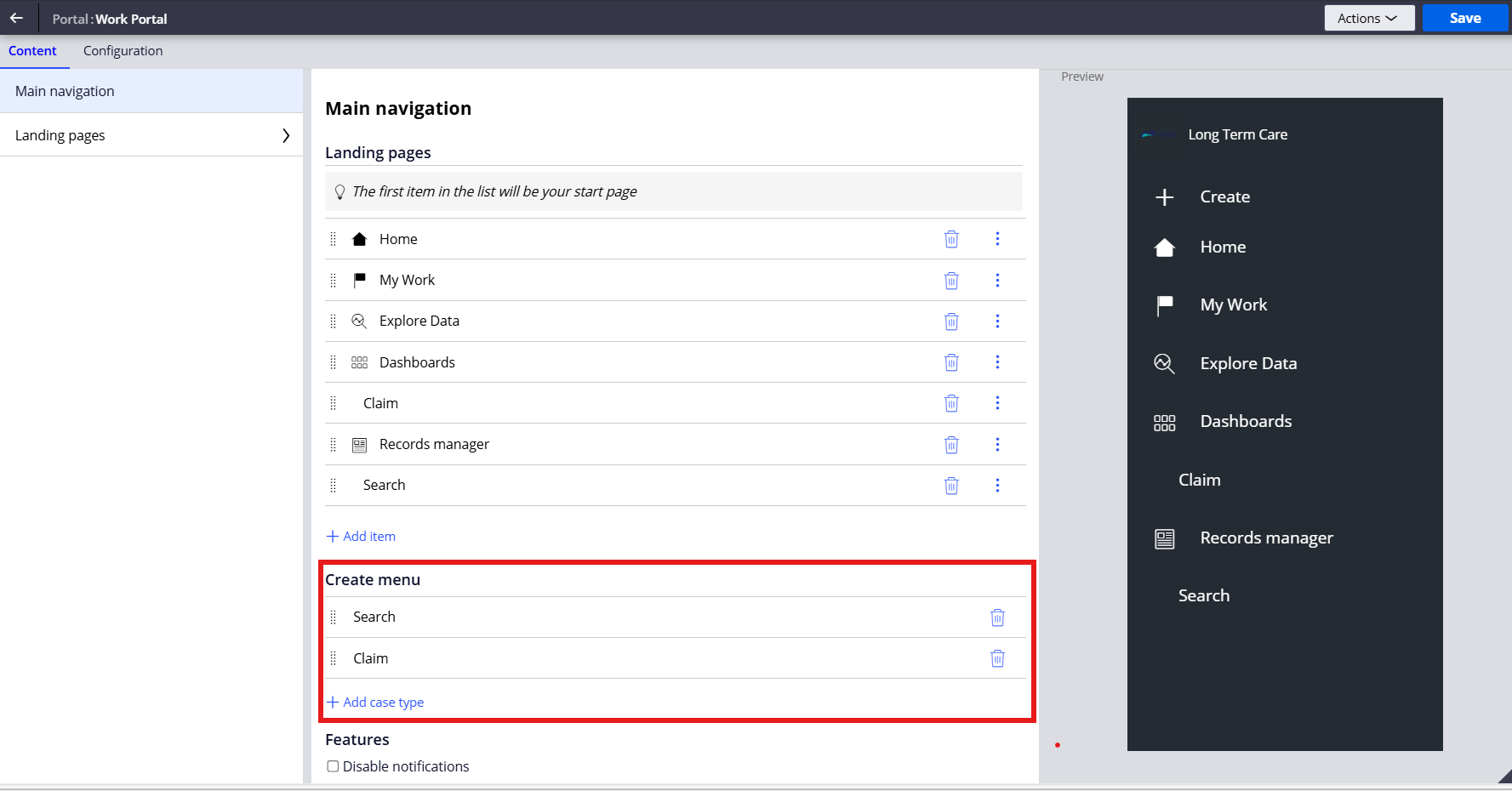 Direction option required for case creation