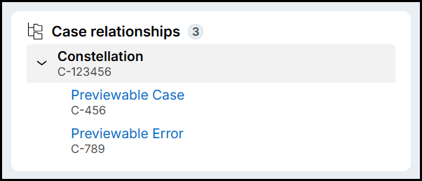 The case relationship tree structure in a work object's utilities panel