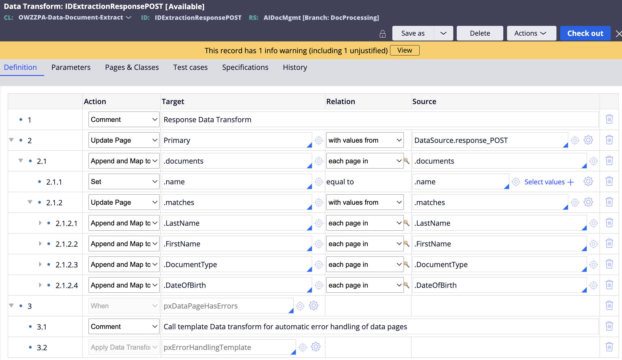 response data transform
