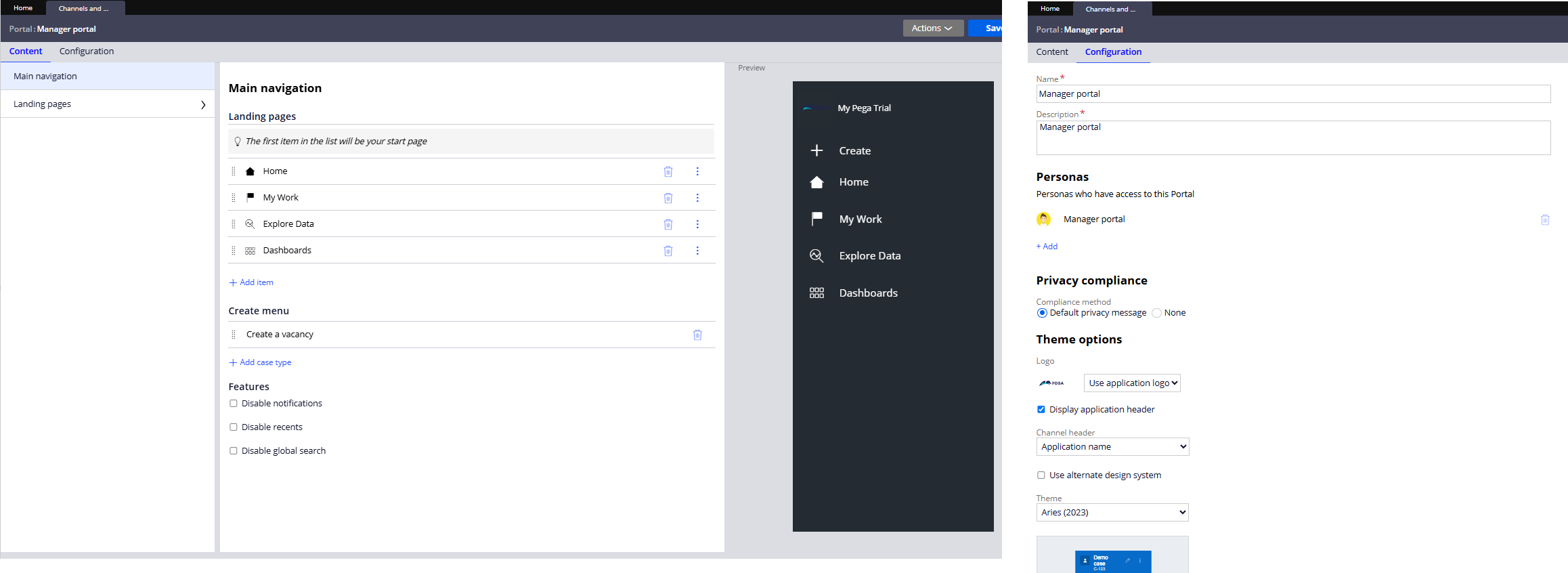 Configuring a portal in Dev Studio