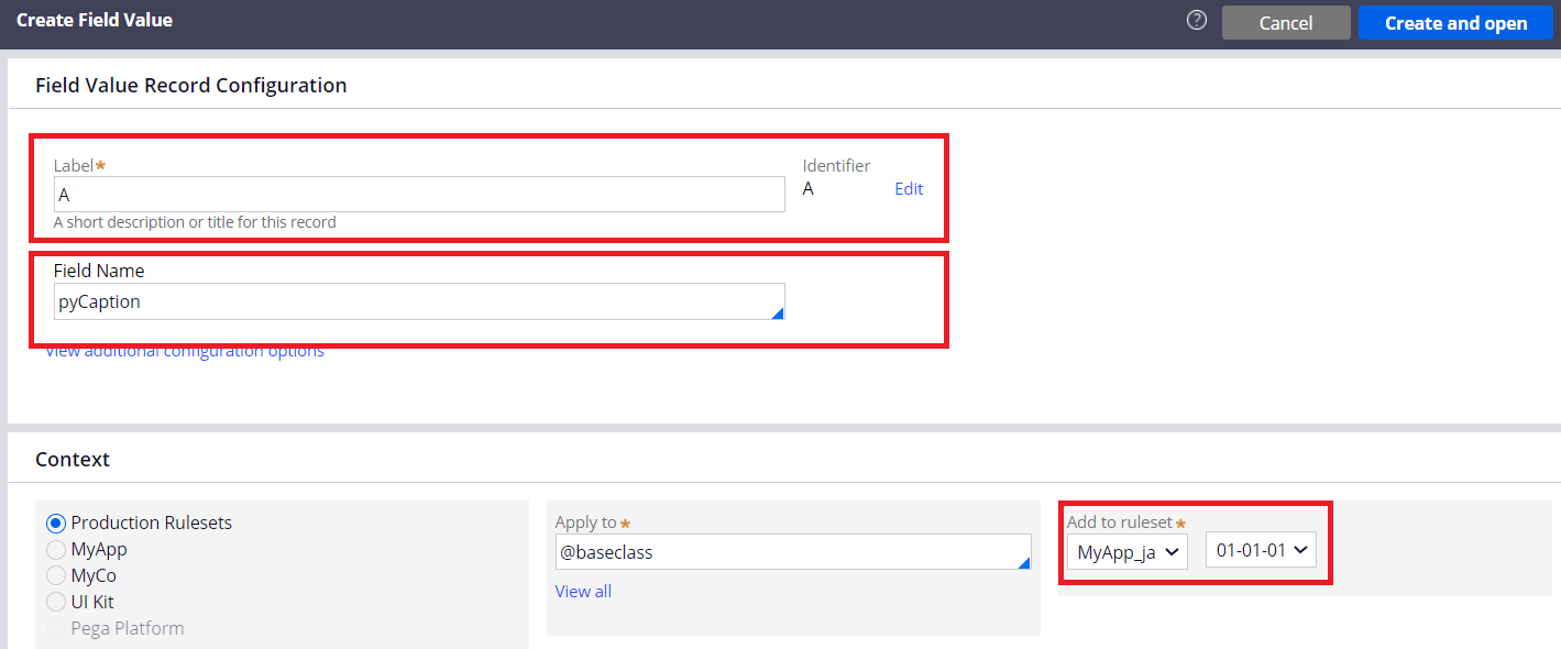 Creating Field Value