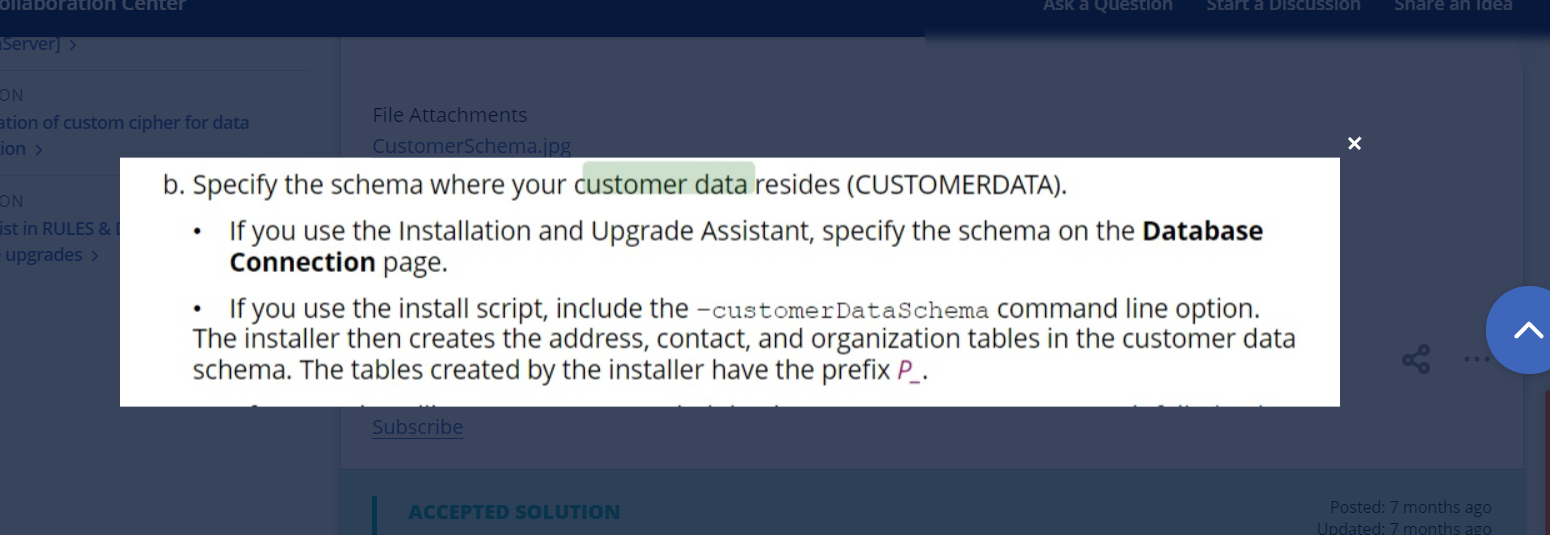 Table creation in Customer Data Schema