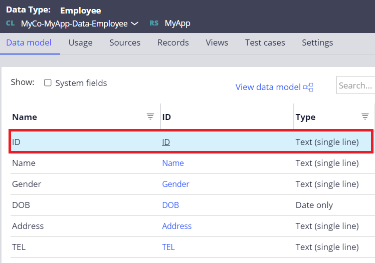 Employee Data Type