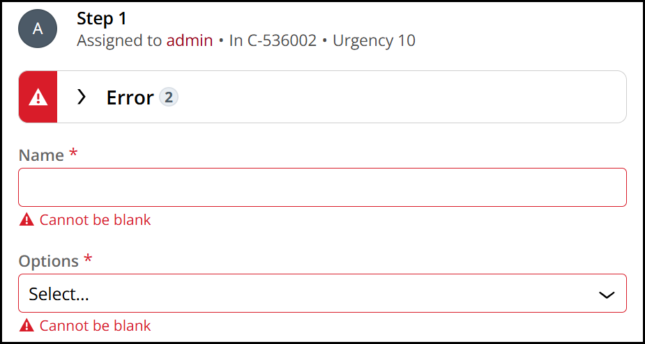 The validation error banner collapsed followed by the number of errors found