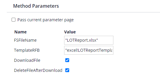 Excel file params