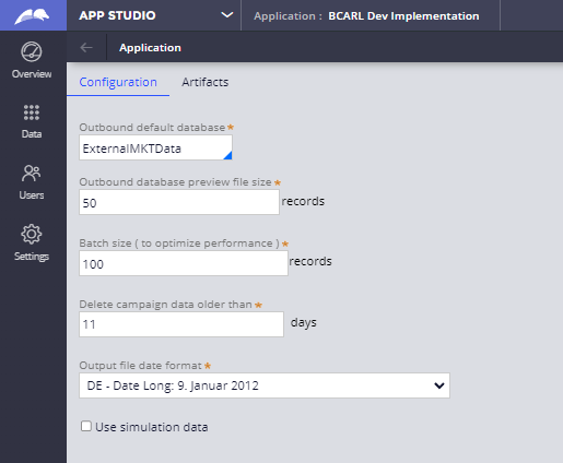 General Configuration - Application CDH