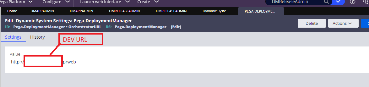 OrchestratorURL DSS in Pega-DeploymentManager owning ruleset