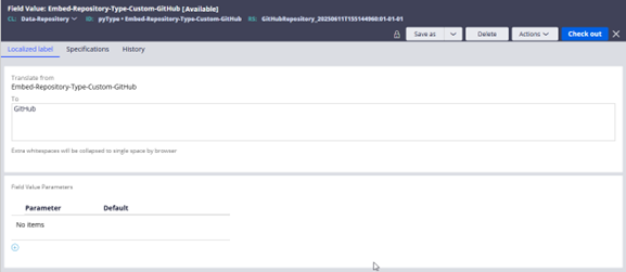 Image 04: Filed Value to display repository name when creating a Repository Rule.