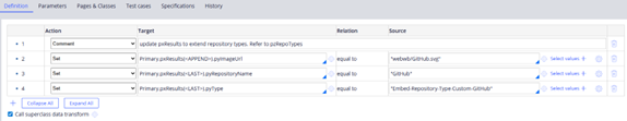 Image 05: Data transform used to set repository details.
