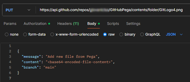Image 10: Postman, upload payload sample for GitHub