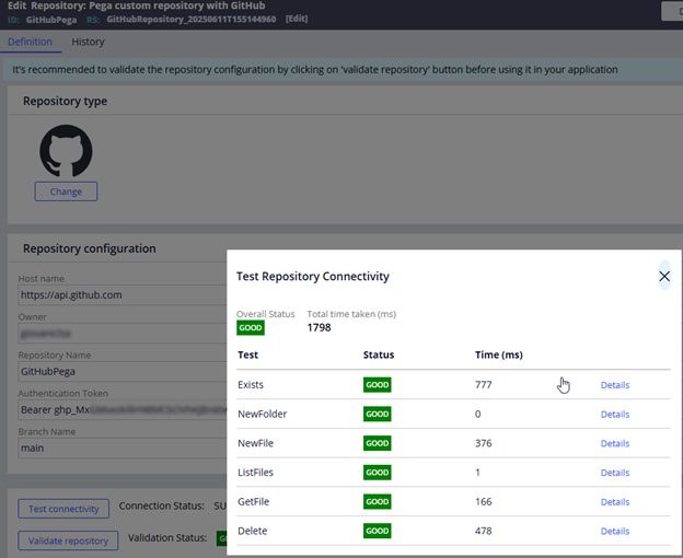 Image 19: When all test scenarios are covered, this screen appears after clicking Validate repository
